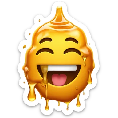 Smiling emoji with honey dripping out the mouth sticker