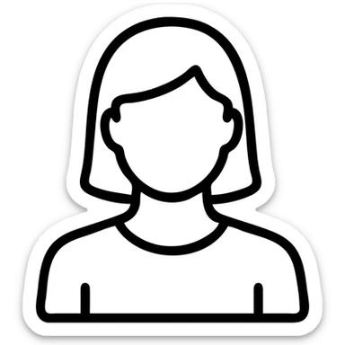 maximally detailed outer contour of a human head, shoulders, and hair, icon style, no internal details, no fill, neutral hairstyle, ambiguous gender sticker