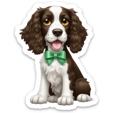 springer spaniel dog with bow sticker
