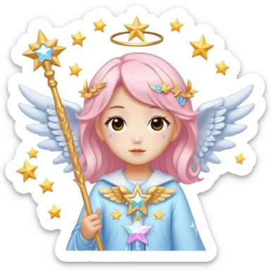 K-pop kawaii decided decorate decora cutecore starlight star staff with wings and other angel sticker