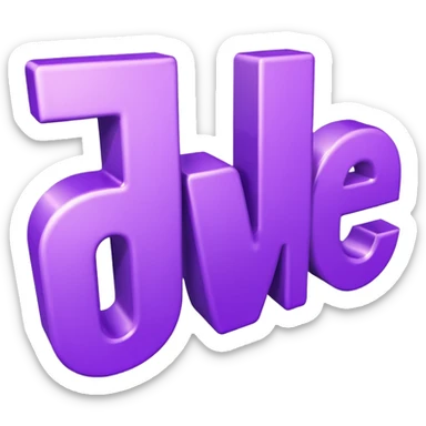 3D text that spells "me" in a shiny purple font  sticker