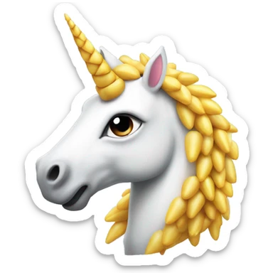 Unicorn with one horn that is made from corn sticker