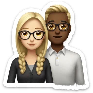 Blonde girl with glasses with her brown hair boyfriend  sticker