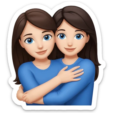 Brunet z ciemnymi oczami przytulający się do brunetki z niebieskimi oczami sticker