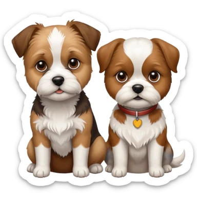 two dogs sitting next to each other: one jack rassel, one shizu sticker