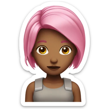 Girl with pink hair and broken heart  sticker