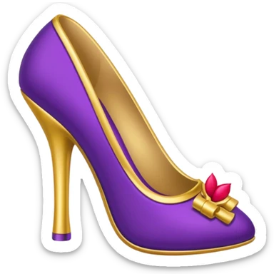 create a single emoji with royal purple heel, lipstick and golden bag sticker