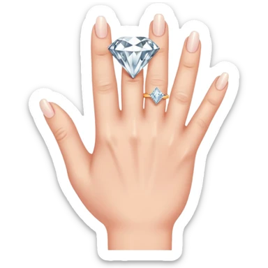 right hand with diamond ring on ring finger (second finger from the pinkie) sticker