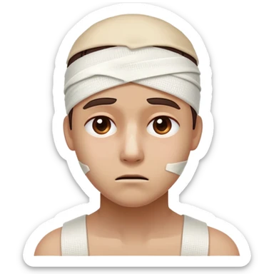 person with bandage and injury looking hurt sticker