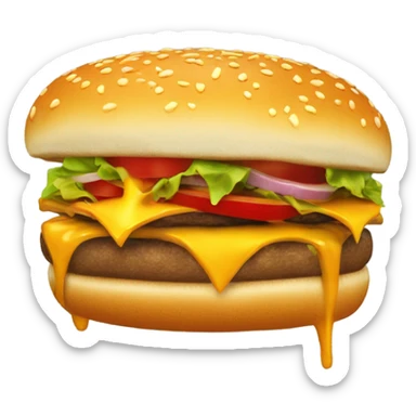 Cheeseburger with flames sticker