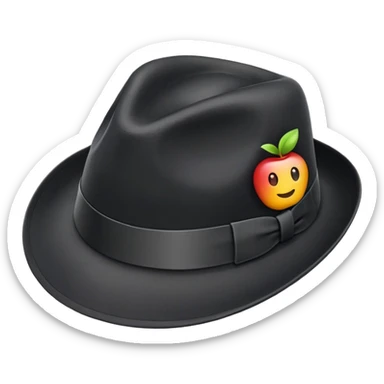 A fedora emoji in the style of Apple emojis, simple and colorful. sticker