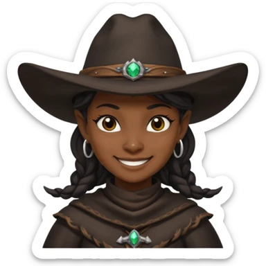 i want a dragonborn black witch cowboy hat and smirk smile sticker