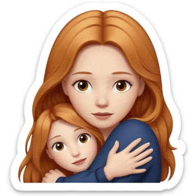girlfriend with long dark strawberry blonde hair middle part with brown eyes giving hug sticker