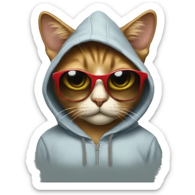 cat wearing sunglasses and a hoodie sticker