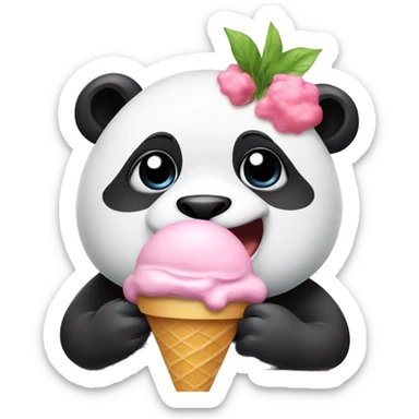 Panda eating ice cream sticker