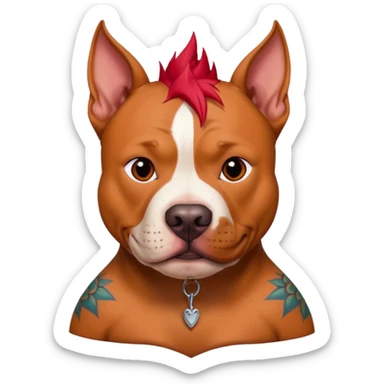 very tattoed pitbull dog with red spky hair sticker