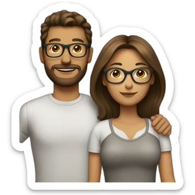couple with browhair woman with glasses sticker