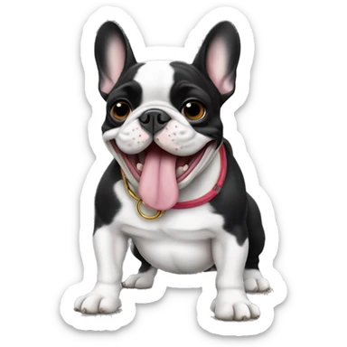 French bulldog doing hang loose. His color is black. Show just the face sticker