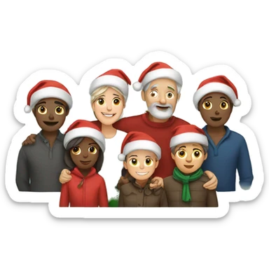 family huddled together for christmas sticker