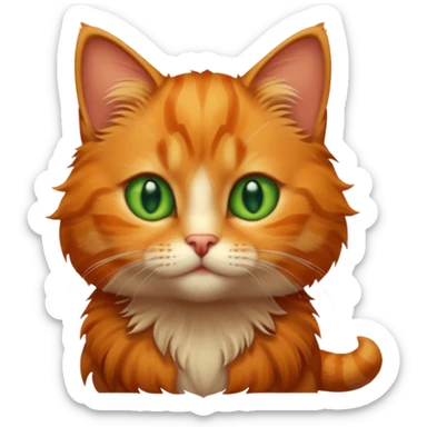 A high-resolution photo-realistic digital illustration of a solid ginger tabby cat kitten sticker