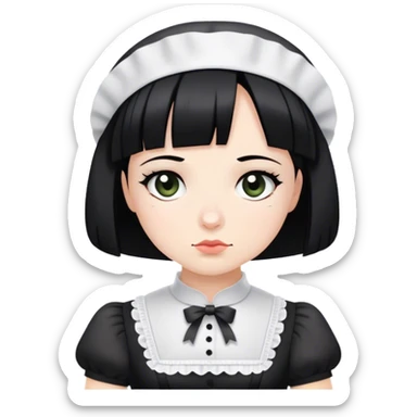bored French maid with black bob cut  sticker