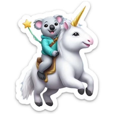 A koala🐨 riding a cute unicorn 🦄 sticker
