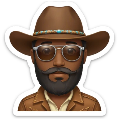 Cowboy with dark glasses and beard sticker
