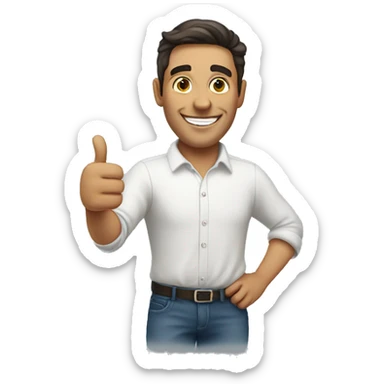 Smiling Spanish man showing thumbs up  sticker