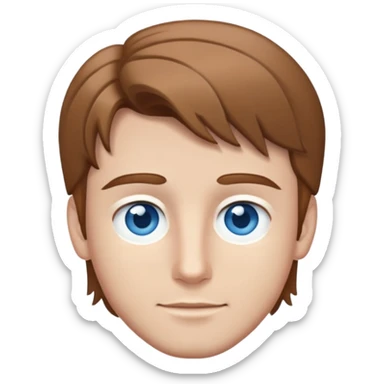 Branco, cabelo castanho loiro claro, olhos azuis acinzentados, bonito sticker