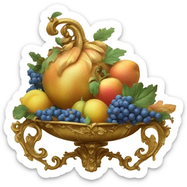 vintage highly detailed rococo cornucopia  sticker