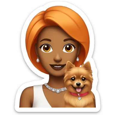 Tan skin Classy girl with Orange pomeranian  sticker