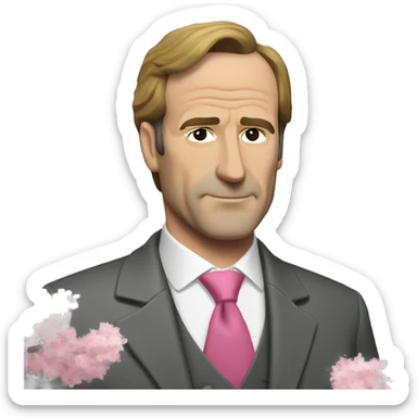 Saul Goodman with pink cherry blossoms sticker