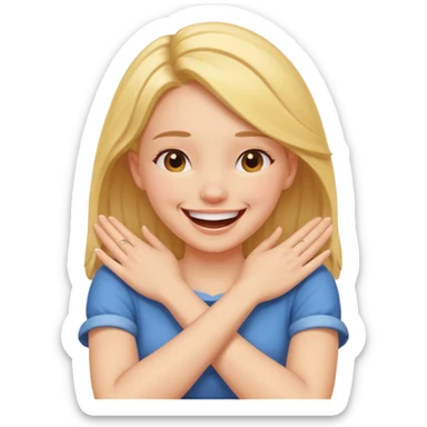 arms crossed holding neck laughing girl  sticker