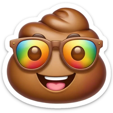rainbow poop emoji with sunglasses sticker