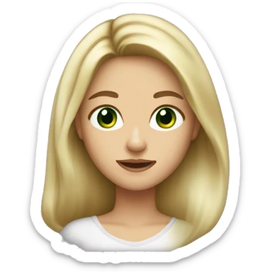 girl long blonde an brown hair green eyes blown out hair sticker