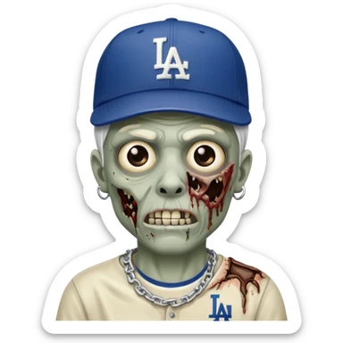Zombie con gorra de los Dodgers y cadena de plata  sticker