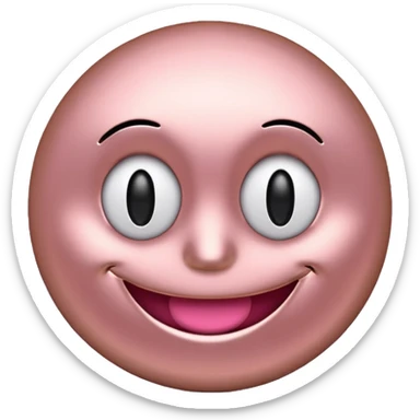 rose gold smiley face, metallic pink-gold, friendly emoji sticker