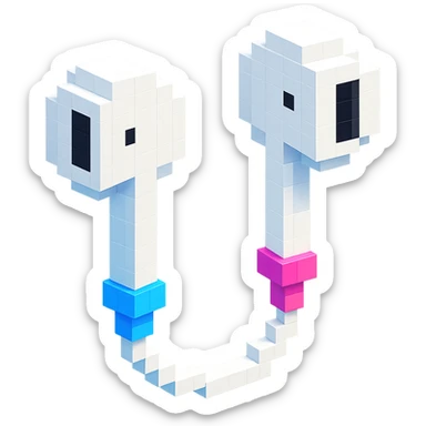 white EarPods headphones with a playful twist, floating in mid-air sticker