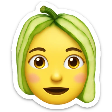 woman emoji eating yellow cucumber sticker