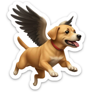 a dog flying ontop of a bird sticker