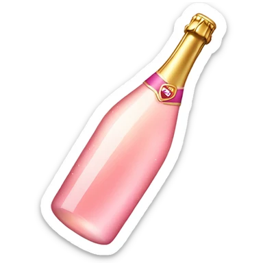 Tilted pink champagne bottle sticker