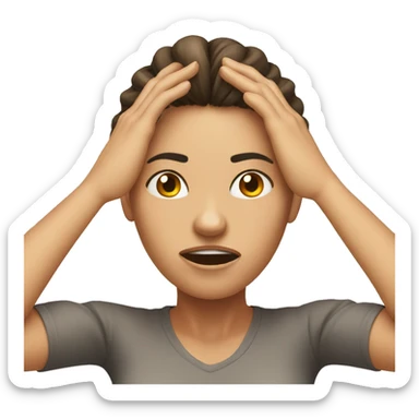 frustrated woman with hands on her head sticker