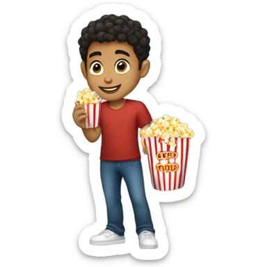 Hispanic boy eating popcorn sticker