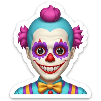 cute skeleton man clown with makeup sticker