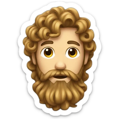 long curled hair man with beard sticker