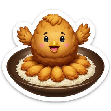 chicken dancing on top of rice (a chicken rice emoji) sticker