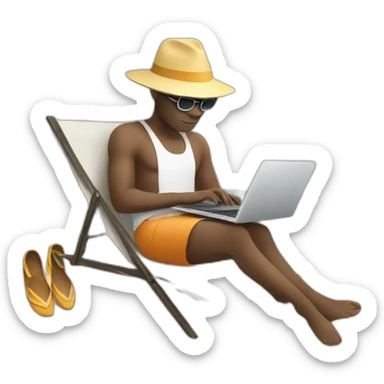 programmer with white skin laptop on vacation sticker