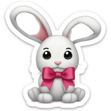 stuffed animal bunny with ribbon bows sticker