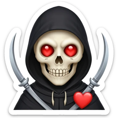 cute reaper portrait with heart eyes  sticker
