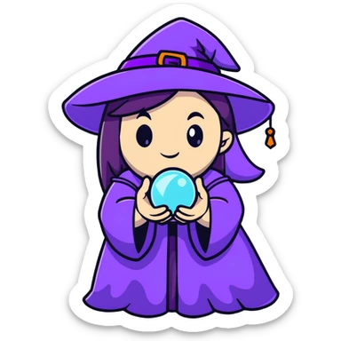 witch with a crystal ball sticker